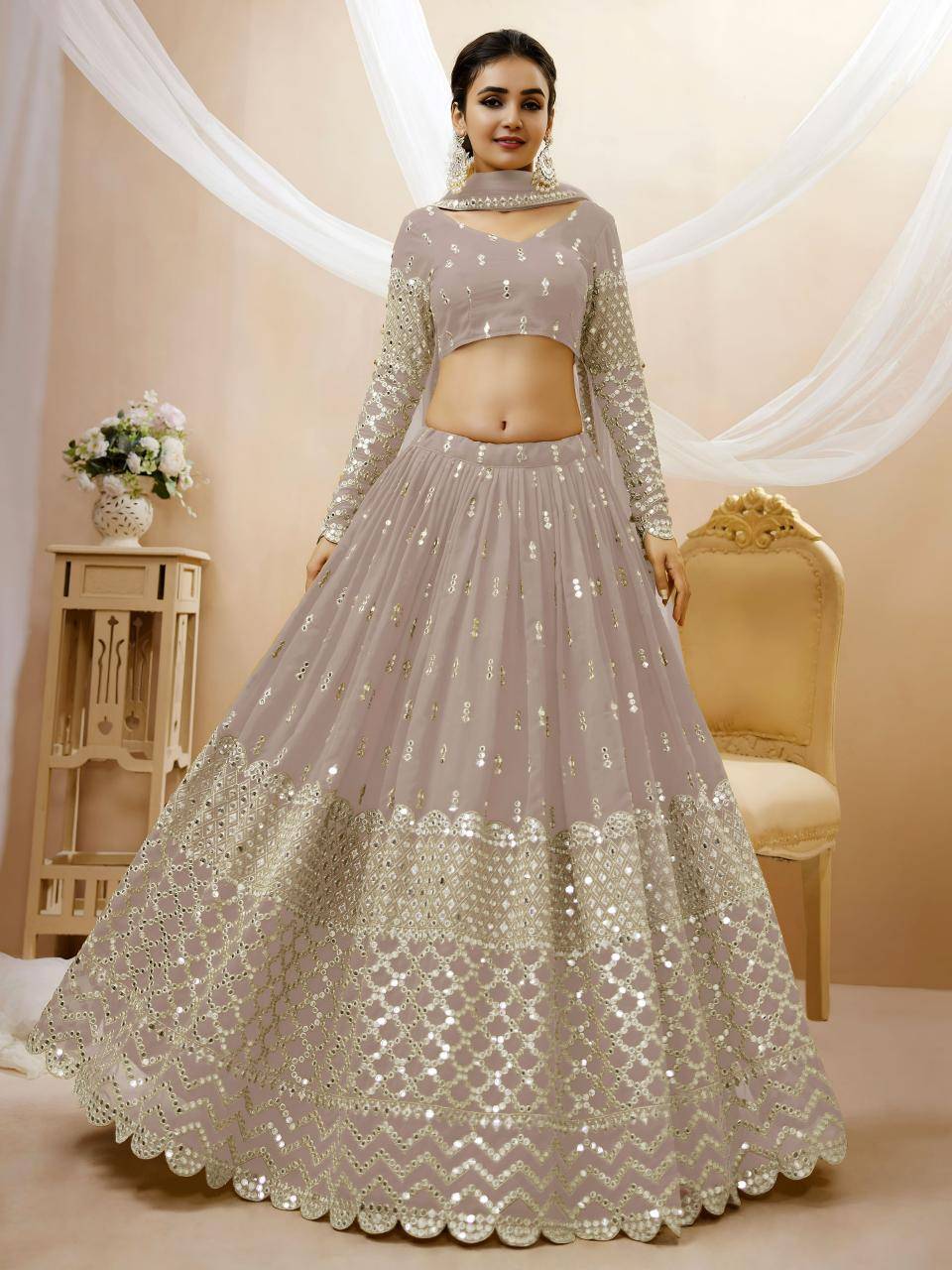 Expression vol 1 Georgette Gray Designer lehenga choli for reselling